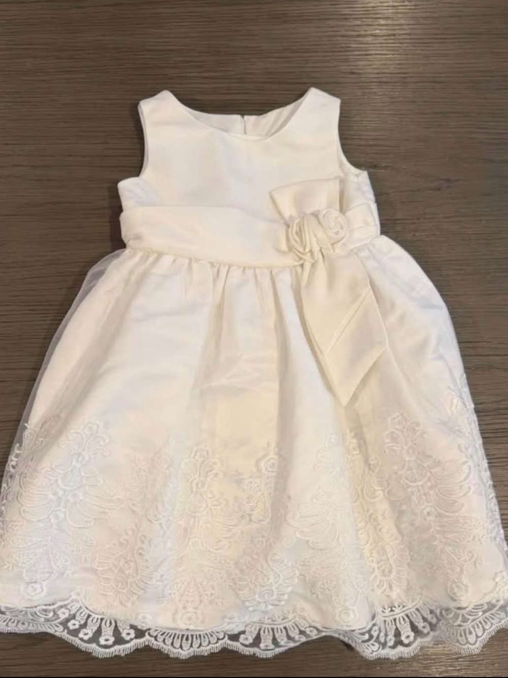 Jayne Copeland Ivory Lace Flower Sash Formal Dress for Girls